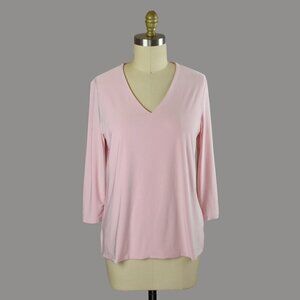 JEAN-PIERRE KLIFA LIGHT PINK V-NECK LONG SLEEVE TOP